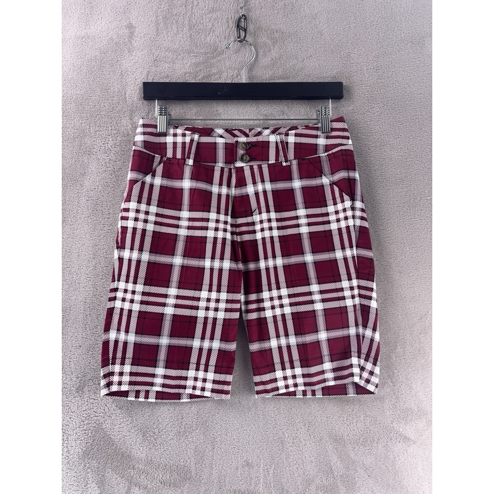 Loudmouth Ladies Golf Shorts Womens Size 0 Red Plaid Stretch Preppy Retro